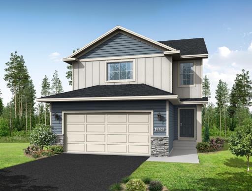 Rendering showcases Stone Accents and similar Exterior Color Scheme selected for this home. Rendering may not depict exact color match and plan, materials, & finishes for this home.