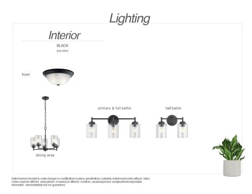 Interior Finishes selected for this home. Exhibit may not depict exact color match.