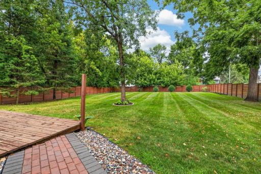 Fenced-in backyard with expansive green space