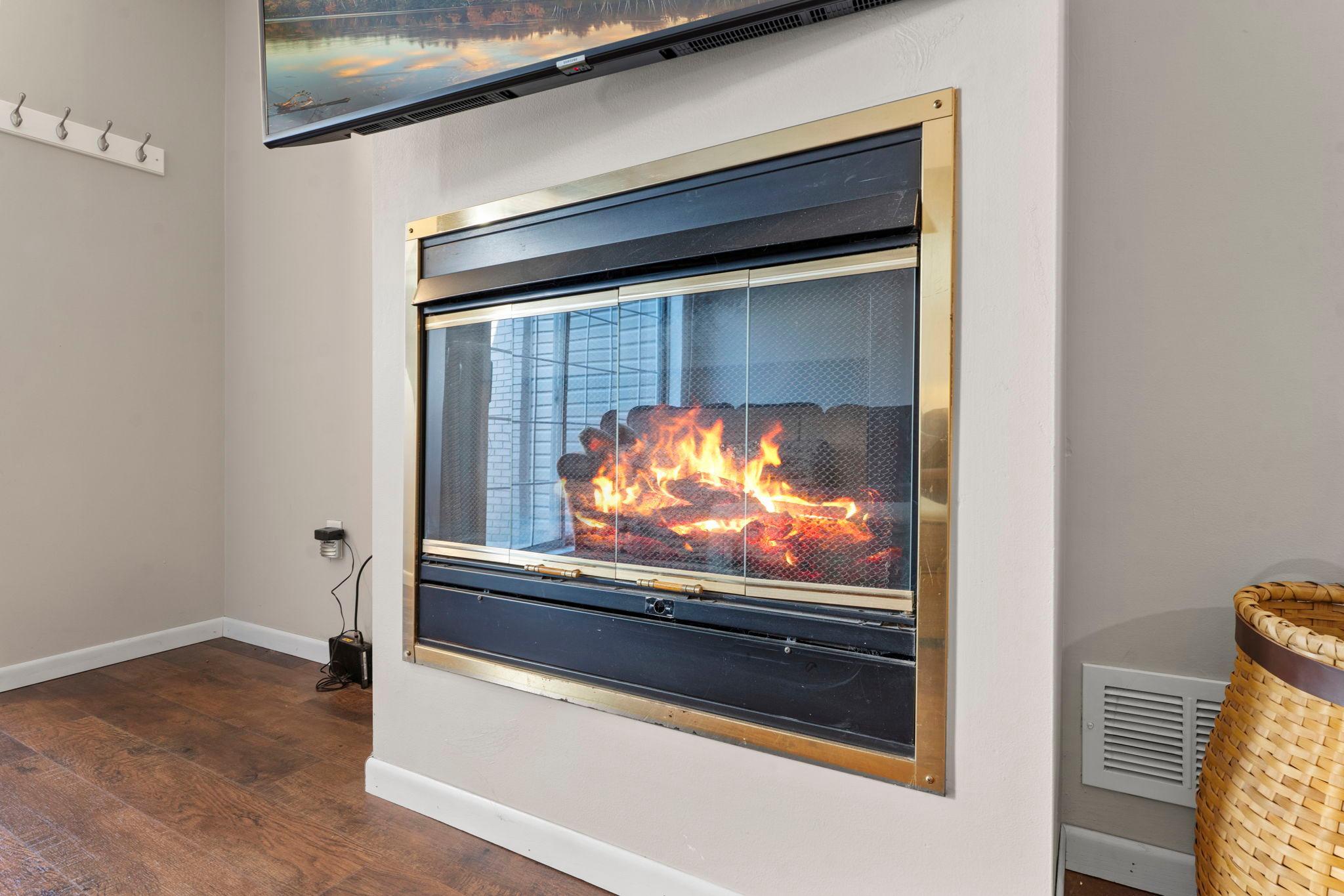 Enjoy cool fall evening with this beautiful fireplace.