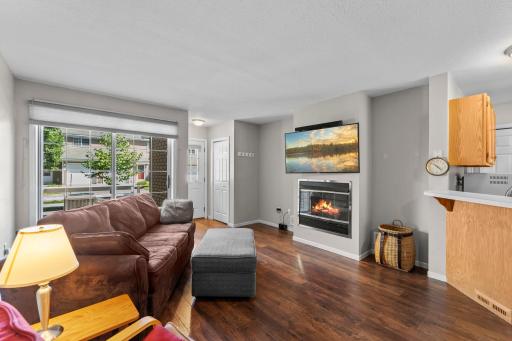 Lovely living room with a gas fireplace.