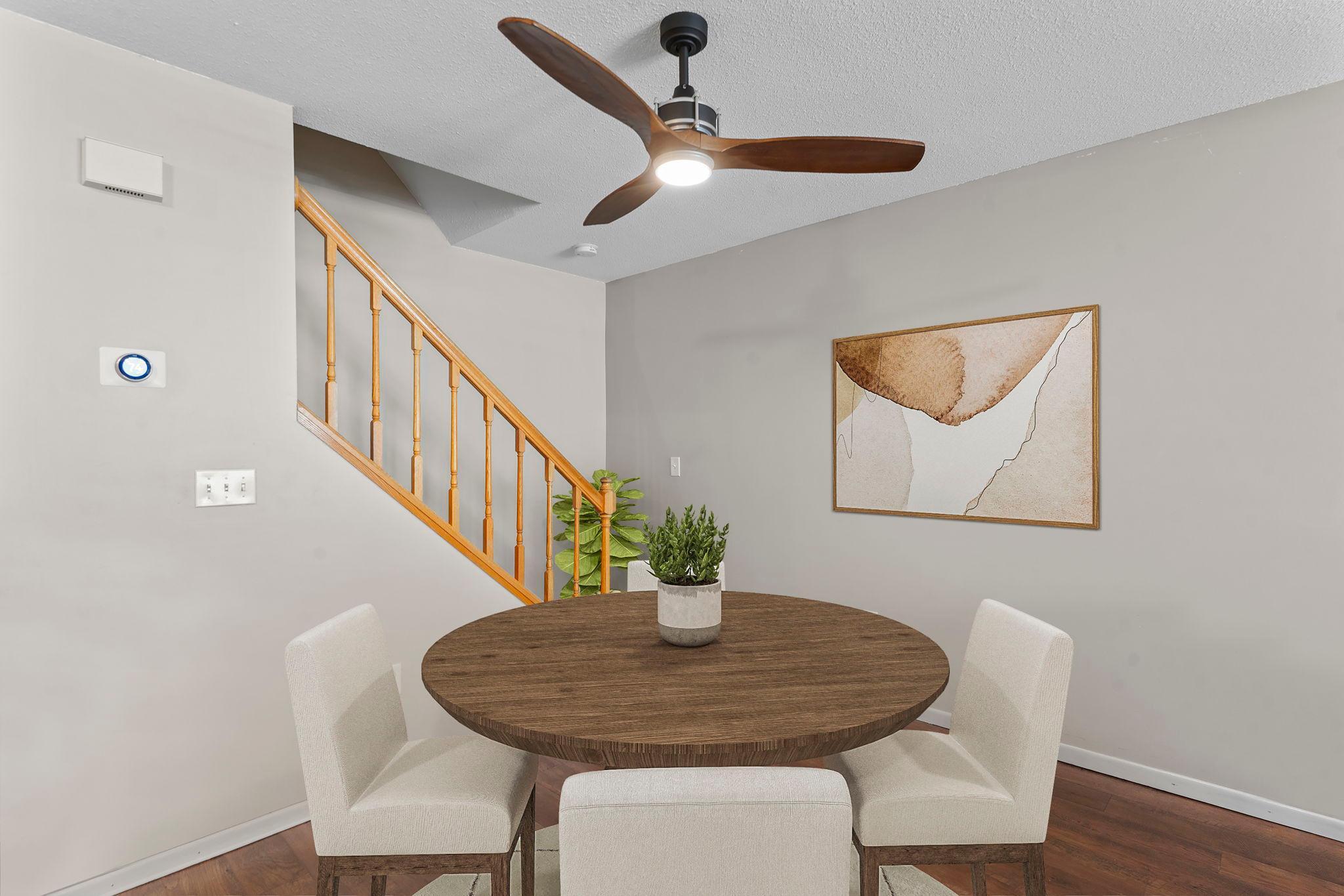 Dining area virtually staged