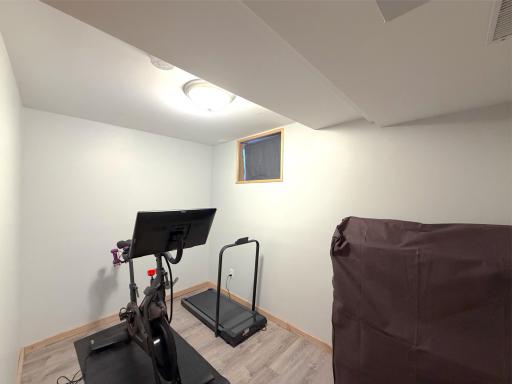 Whether you're working remotely or staying active, this flexible room provides the ideal setting for a home office or personal fitness space.