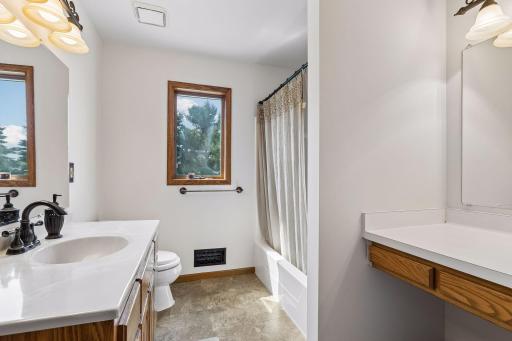 Full bath upper with makeup vanity