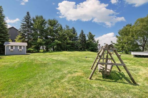 Lots of green space in backyard