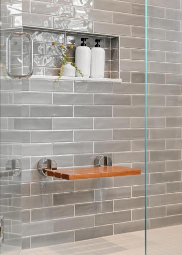 Walk In Shower. Floor to Ceiling Tile...!
