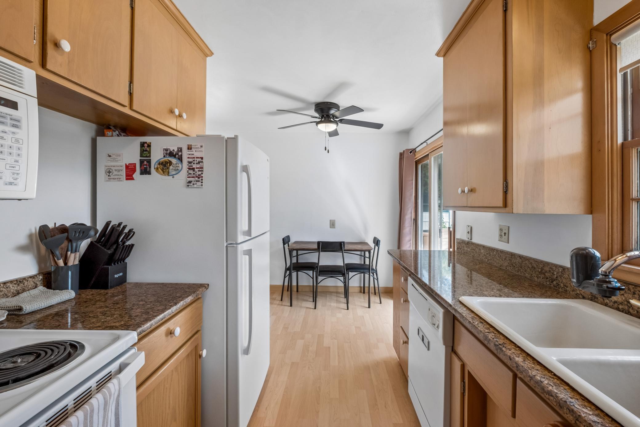 Kitchen with Stove, Fridge and Dishwasher updated in the past 5 years. Gas line is still available if you prefer to cook with gas.