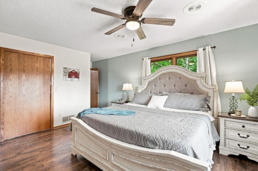 Walk in closet to the left and primary bath to right