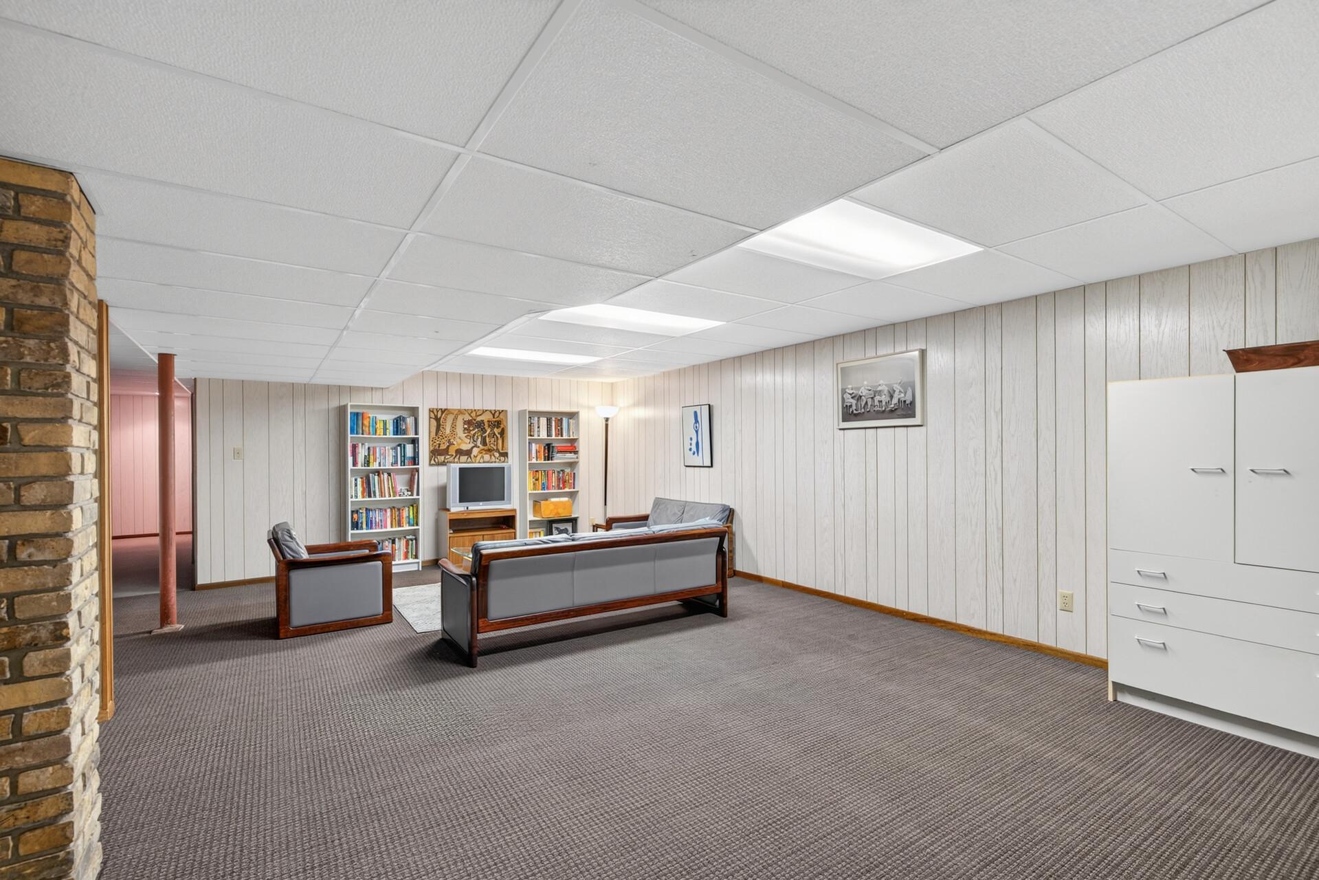 Incredibly spacious lower level with room for pool table, foosball, games, etc!