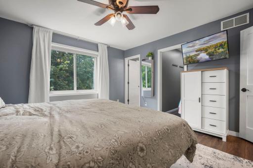 Walk in closet and private, primary bathroom!