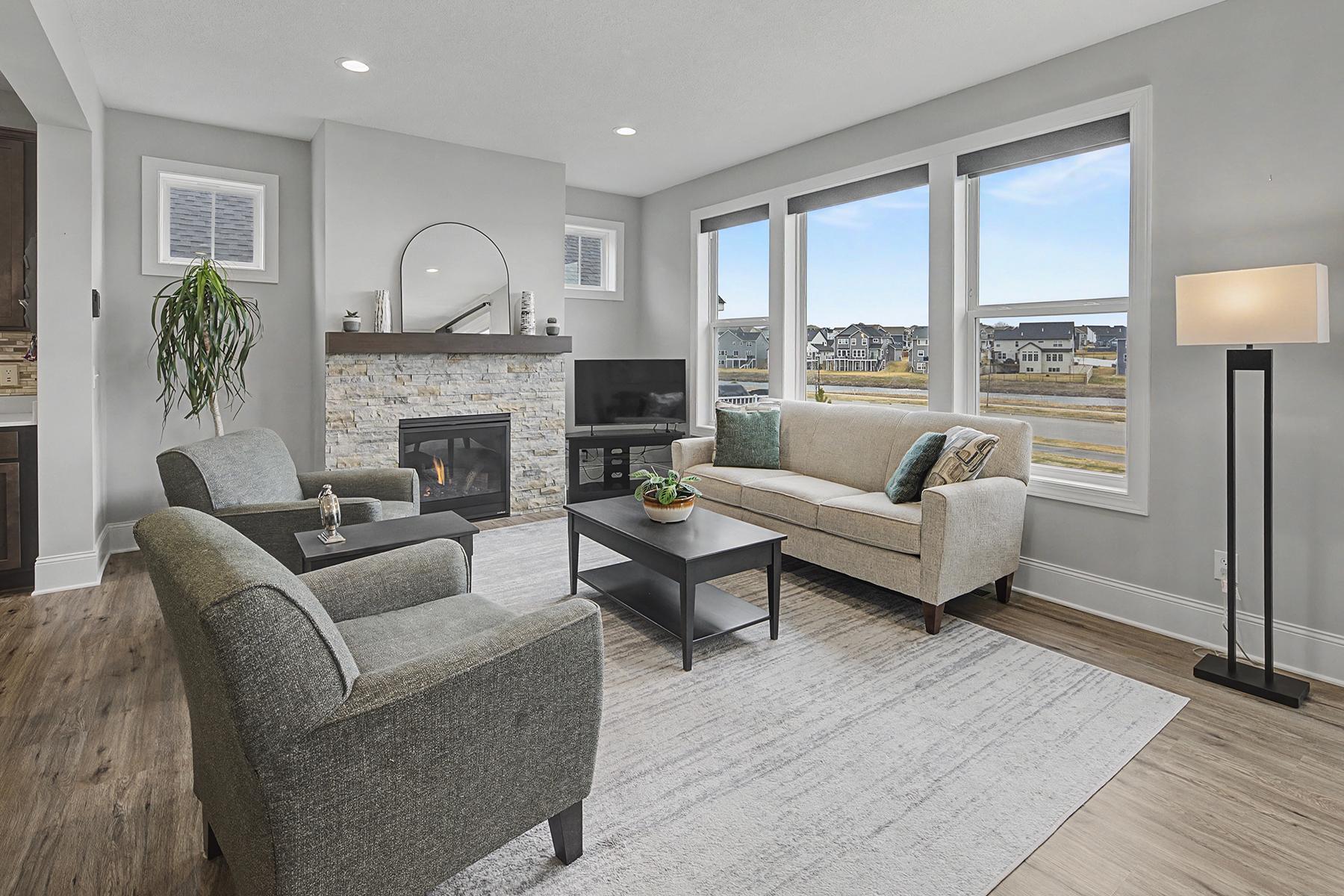 Spacious Living Room with Gas Fireplace