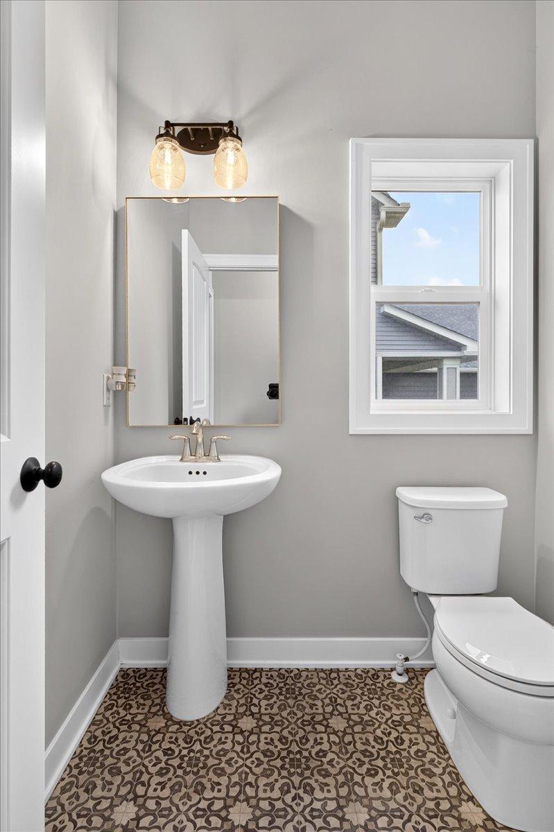 Handy powder room in back hallway