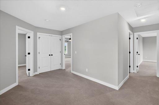 Large linen closet is located in upper floor landing