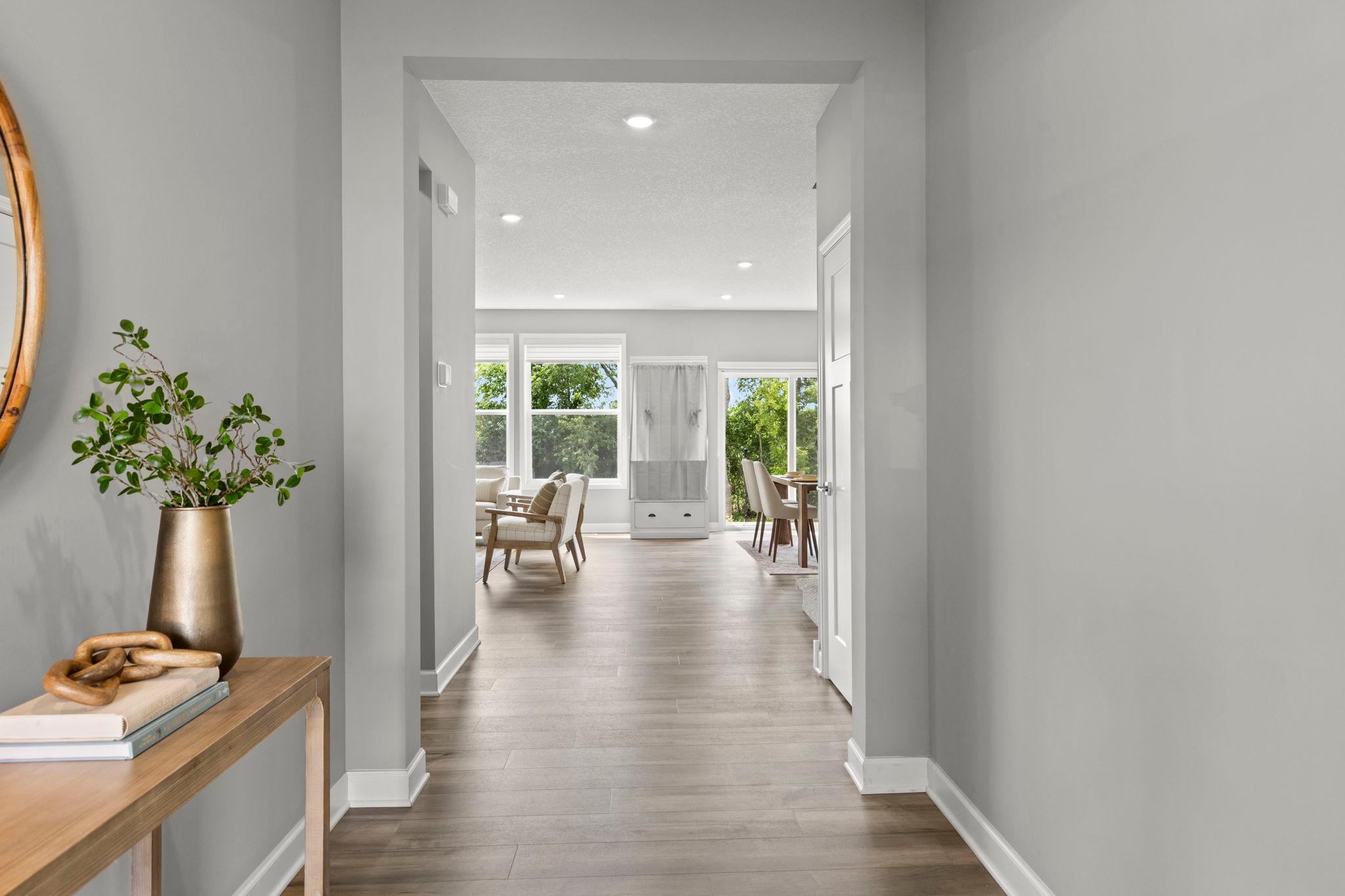 A welcoming view from the front foyer into the home.