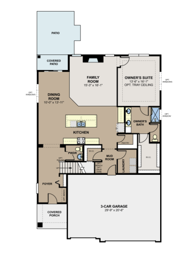 Main level living at its finest! Your owner's suite, HUGE kitchen, and laundry room with sink are all conveniently located on the main level.