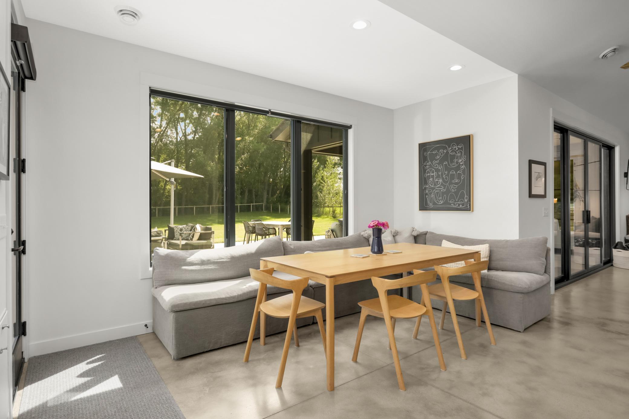 The informal dining nook is the perfect spot to to start your day and invites guests to linger long after the dishes have been cleared