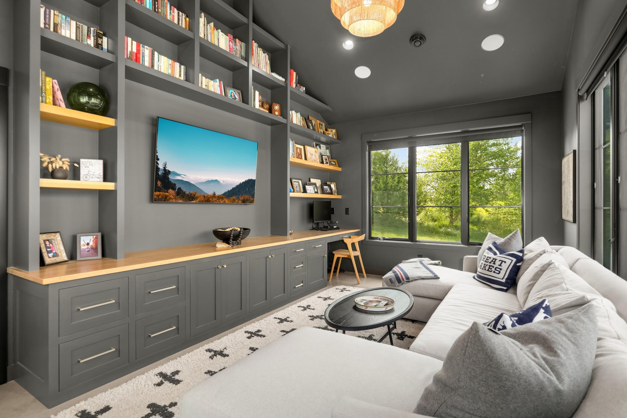 The perfect place to binge Ted Lasso or get caught up with emails or homework at the built in desk area