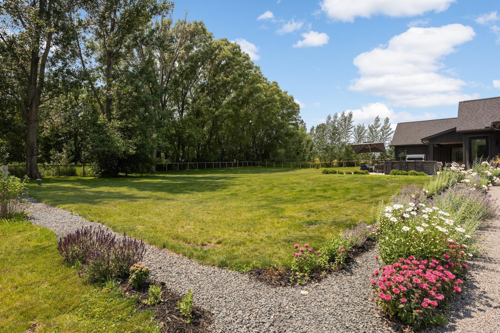 Charming gravel path through the garden