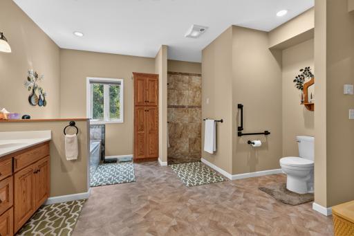Tiled walk-in shower