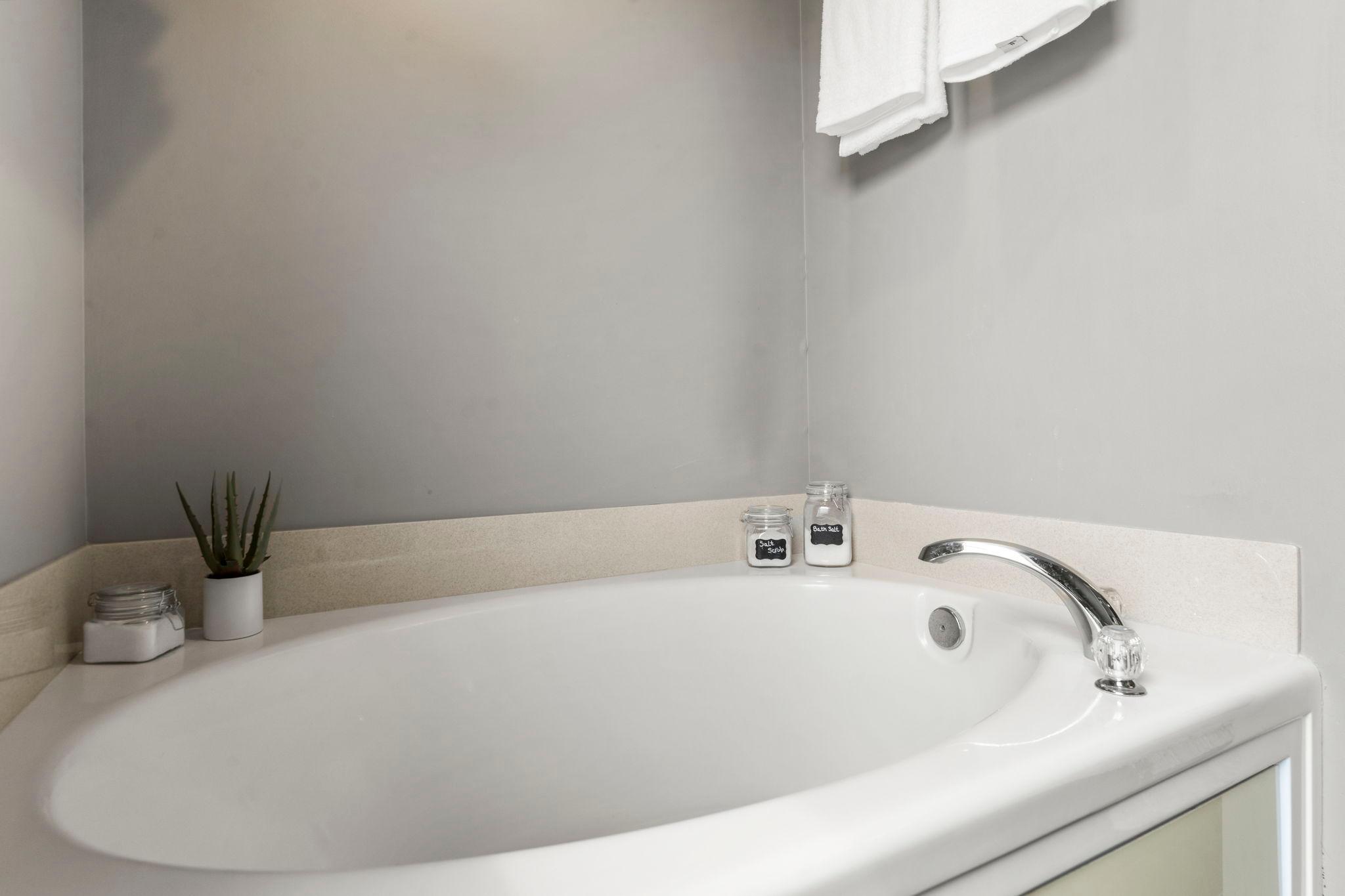 Relax and unwind in the soaking tub