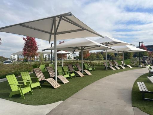 Waterfront park has so much seating for adults to relax while kids play throughout the 17,000 square foot interactive play area.