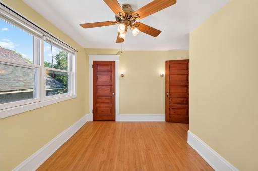 Just beyond the door is the nicely sized closet.