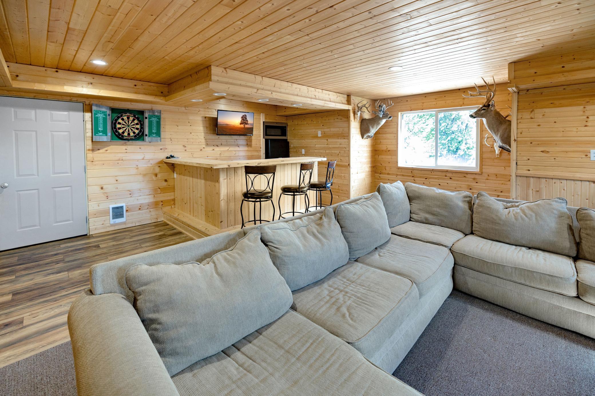 A corner bar space and plenty of seating areas
