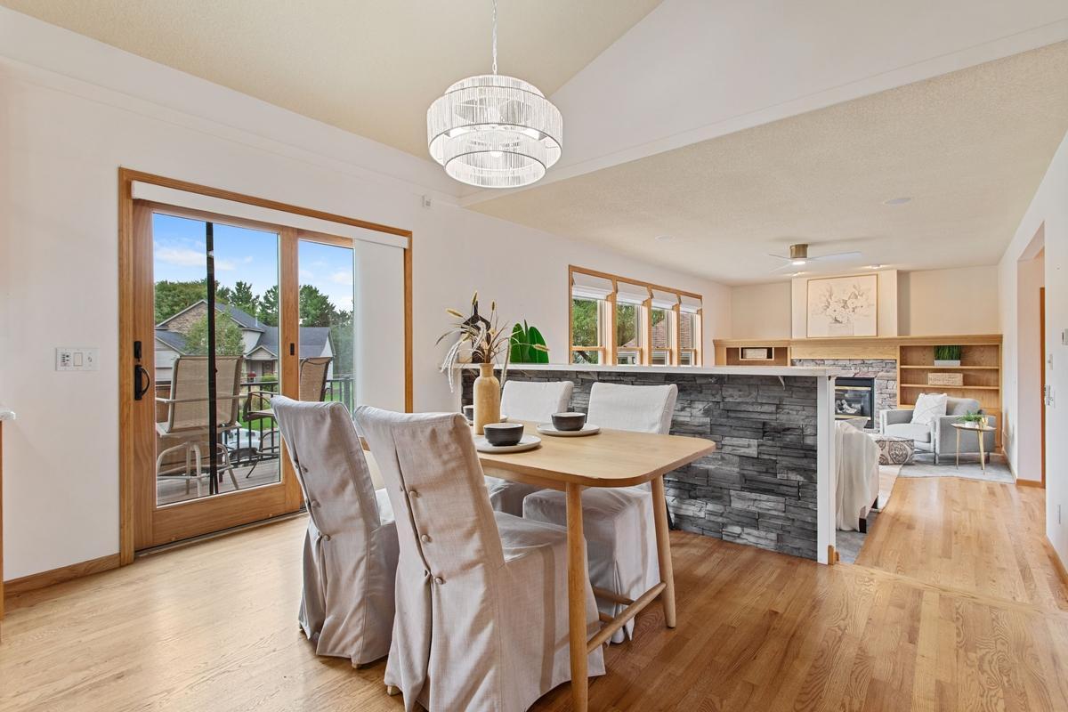 Dinette with patio door to deck