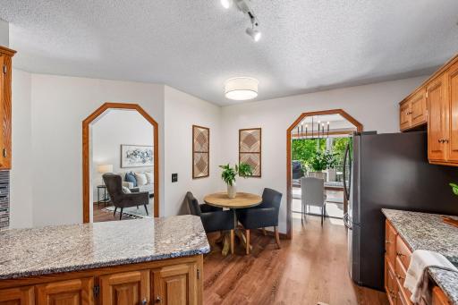 The perfect cozy corner nook for an addl quaint dining space or for your morning coffee