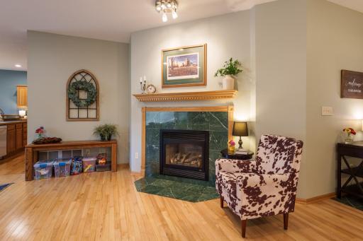 A gas burning fireplace - envision the stockings hung and a Christmas tree decorated!