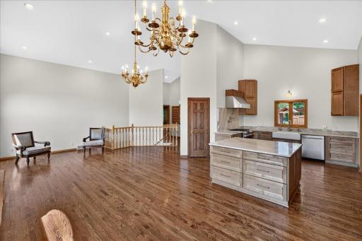 Convenient flow between living room, dining room and kitchen all with beautiful hardwood floors.