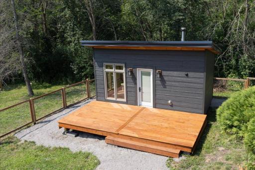 Amazing sauna house with custom deck.