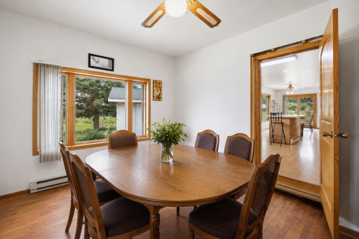 Dining room digitally staged with cabinetry removed