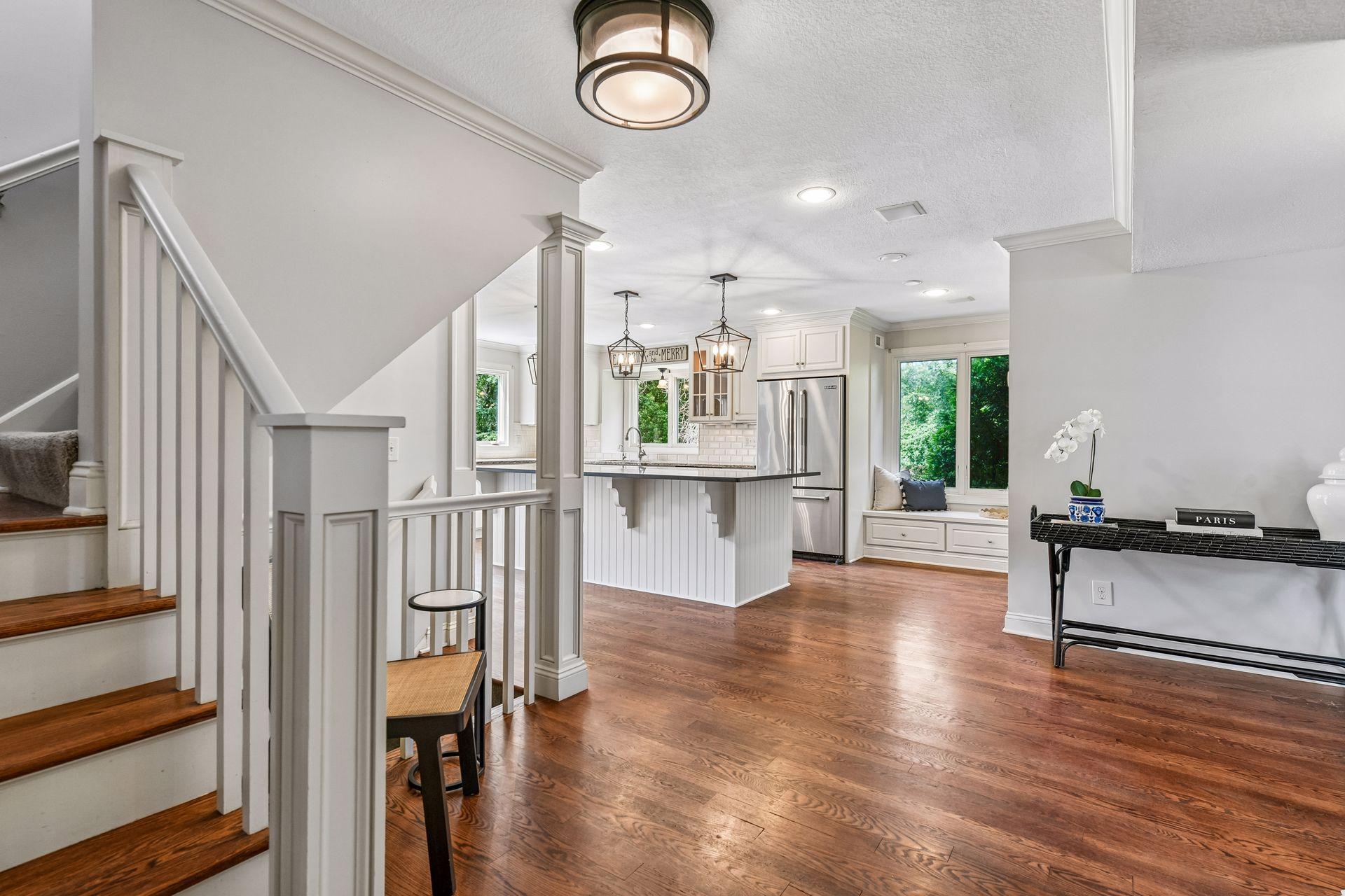 Fabulous open concept main level with rich hardwood floors