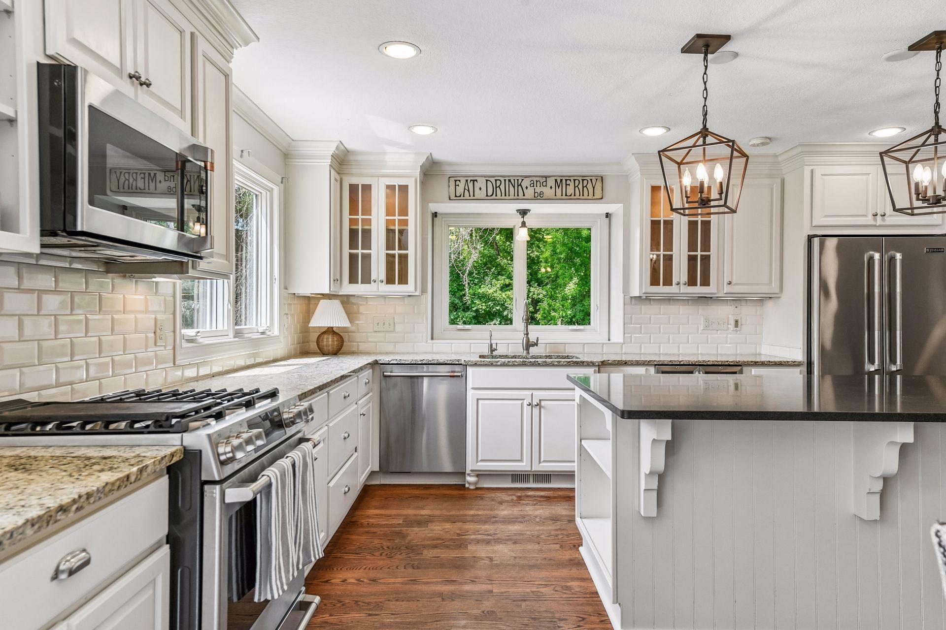 High-end stainless appliances and plenty of counter space