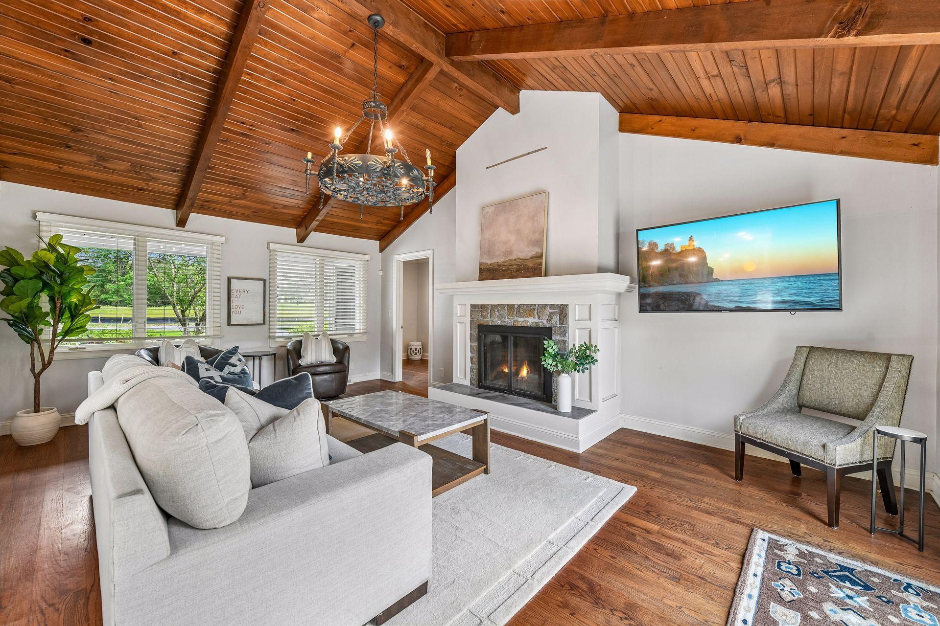 Stunning great room with vaulted ceiling