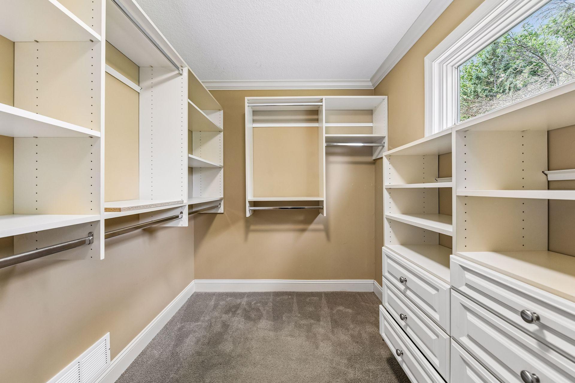 Expansive primary walk-in closet