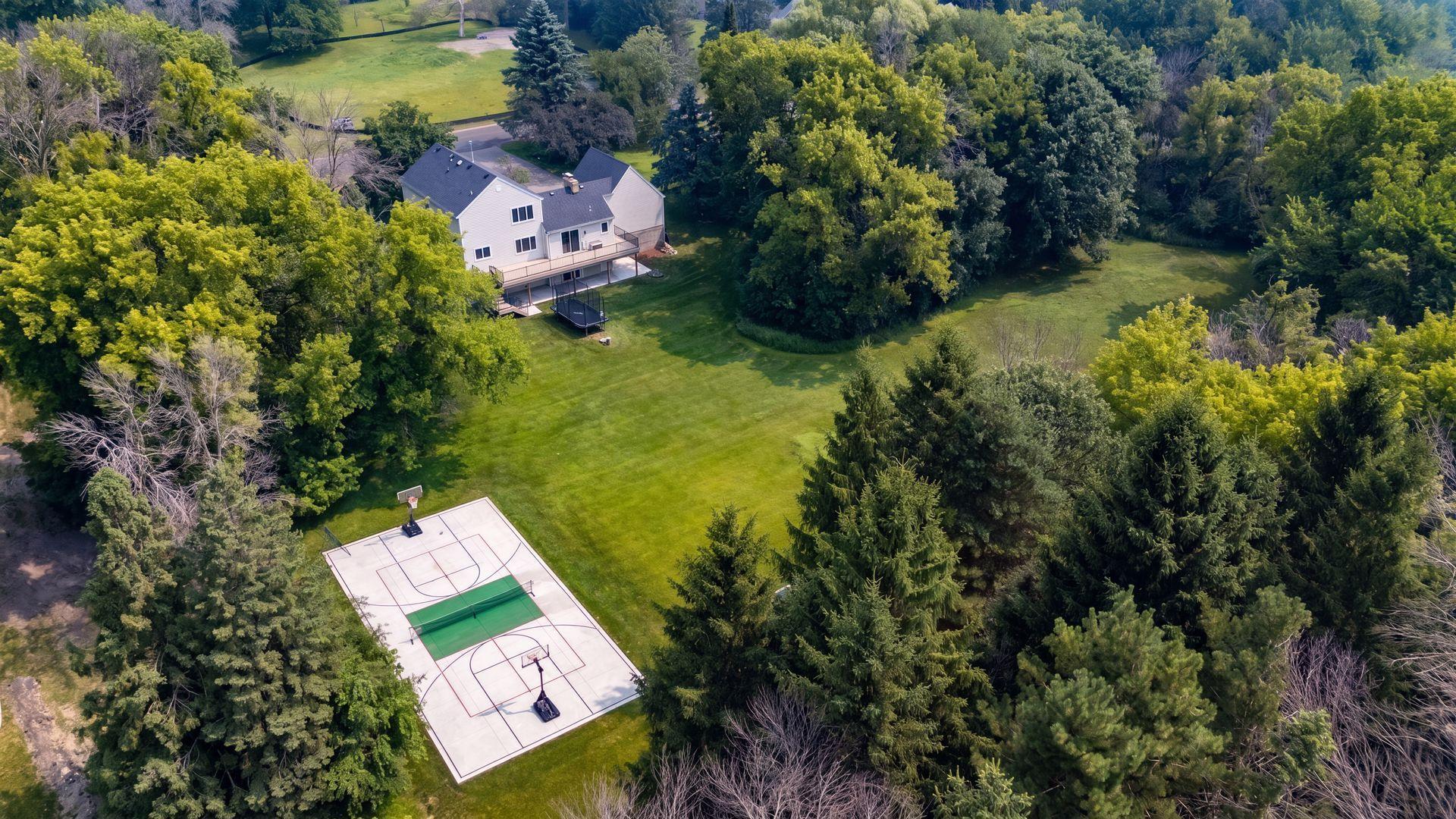 Aerial view of the backyard