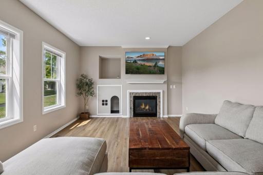 Gas fireplace & custom built ins