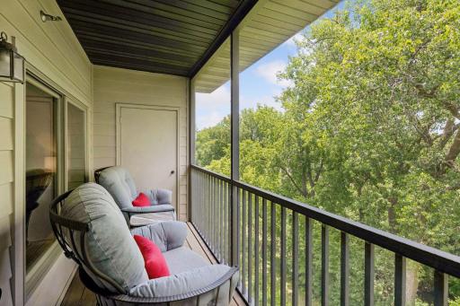 Private screened porch with sunset views.