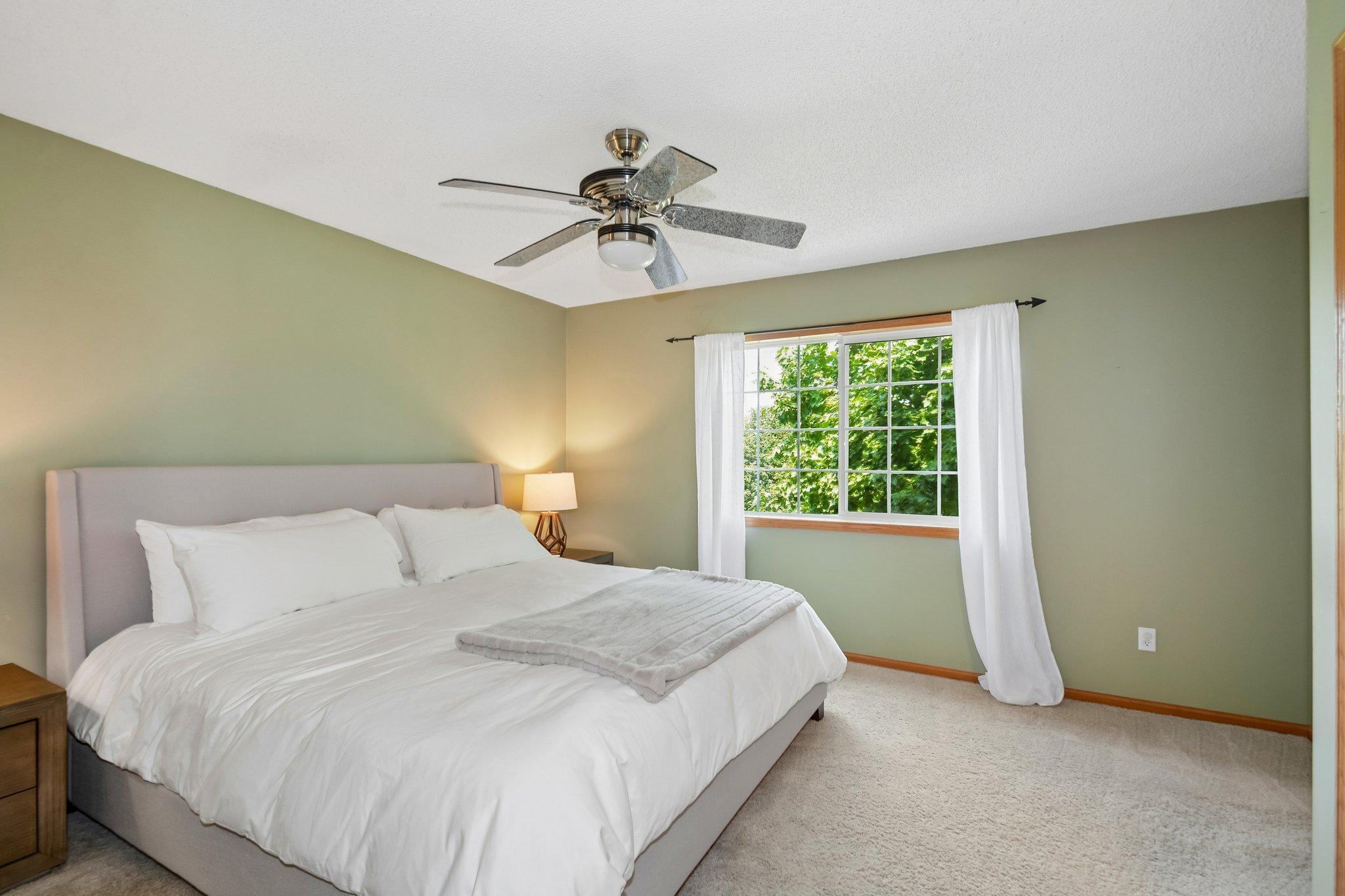 Master suite offers bath and walk-in closet.