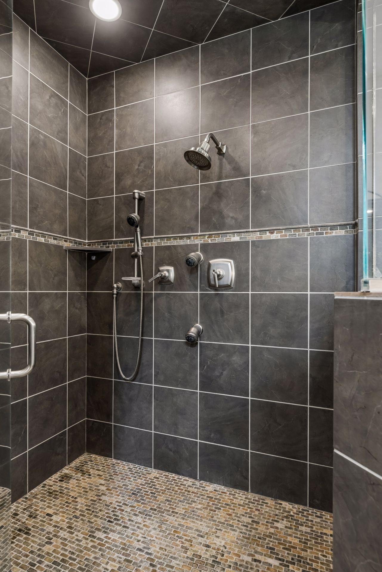 Walk-in shower in primary bathroom.