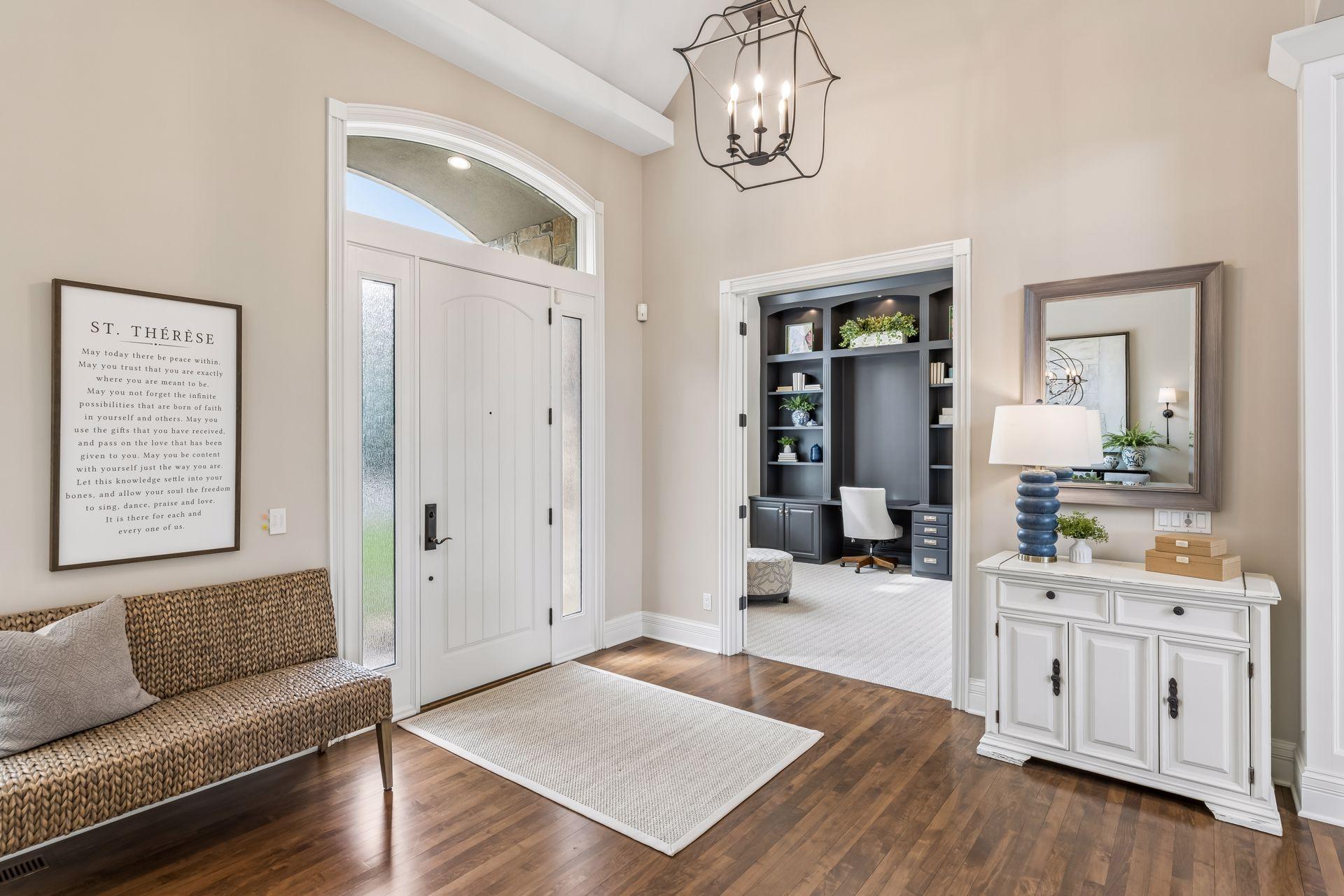 The foyer leads into the main floor office.