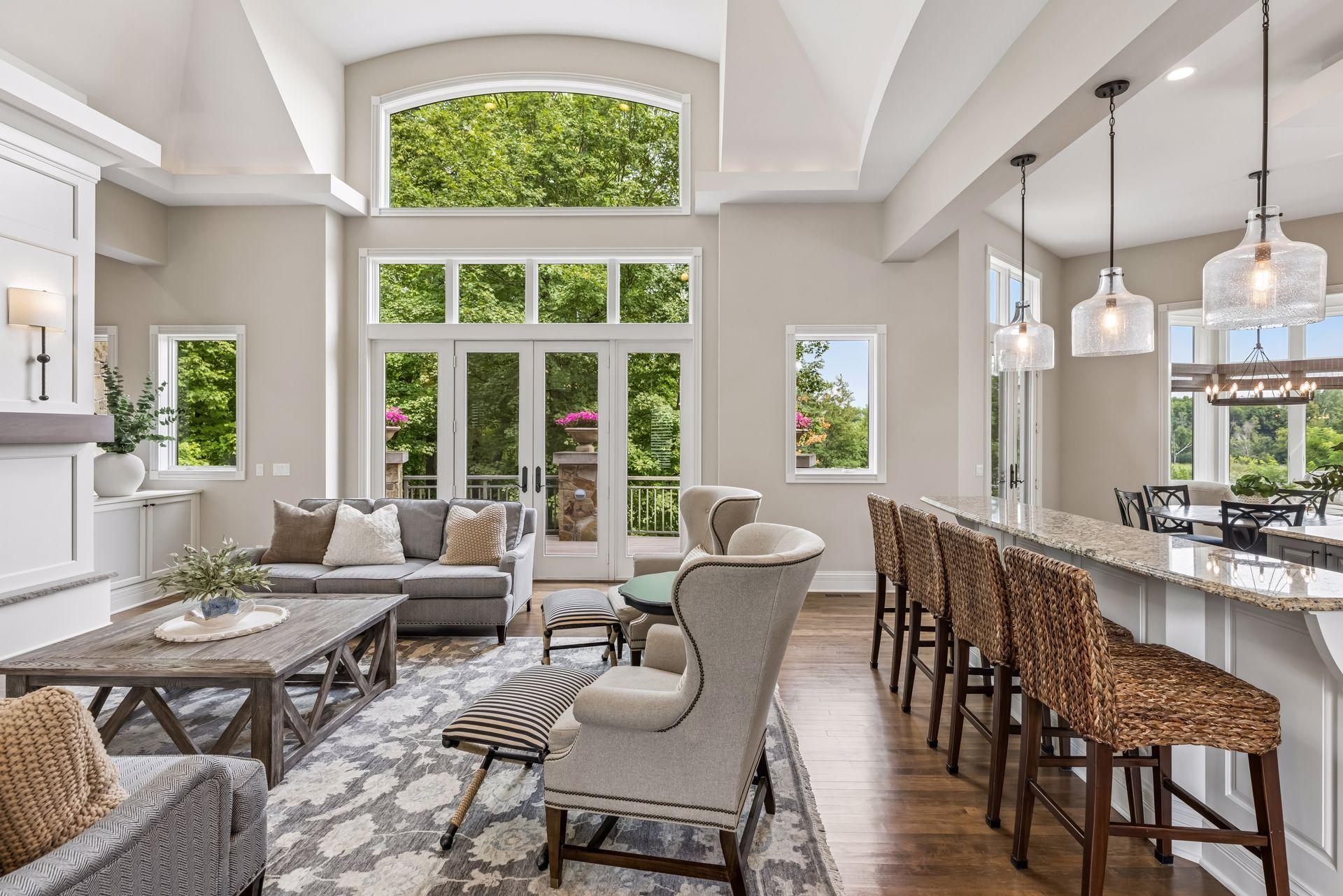 The entire main floor captures beautiful, serene views of the private backyard.