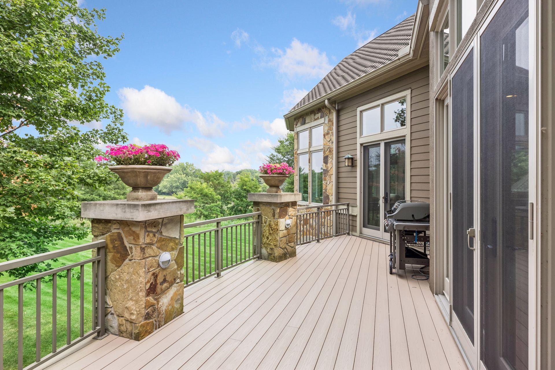 The deck offers convenient access from both the kitchen and living room.