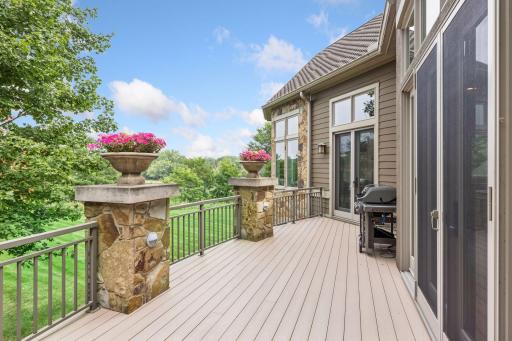 The deck offers convenient access from both the kitchen and living room.