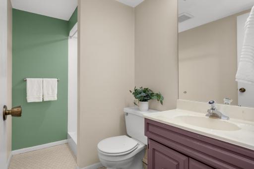 Enjoy a lower level three-quarter bath