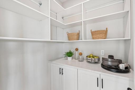 The morning kitchen pantry is fantastic for all the extra storage needs.