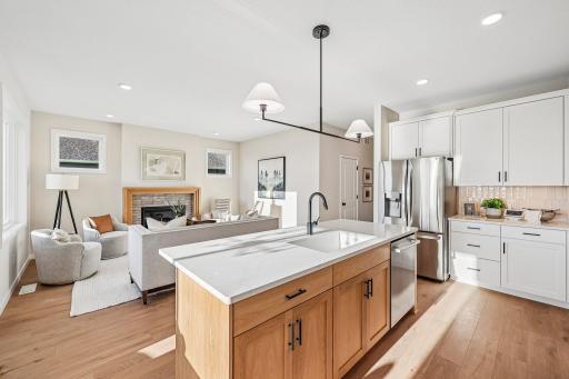 Light and bright kitchen and gathering room.