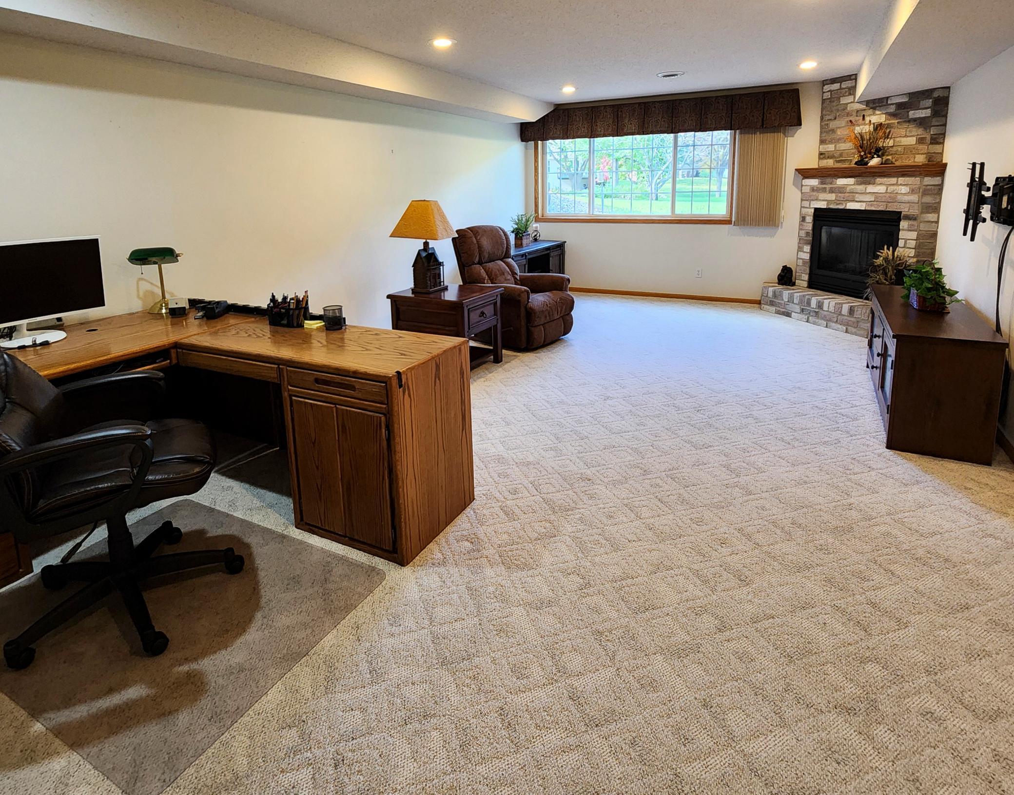 Large Lower Level Family Room big enough for a formal office area